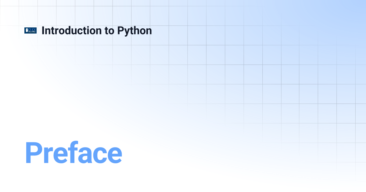 Preface | Introduction to Python